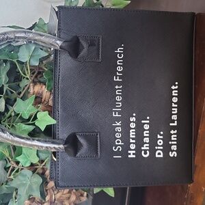 New LATC I Speak Fluent French Small Tote with strap NWT